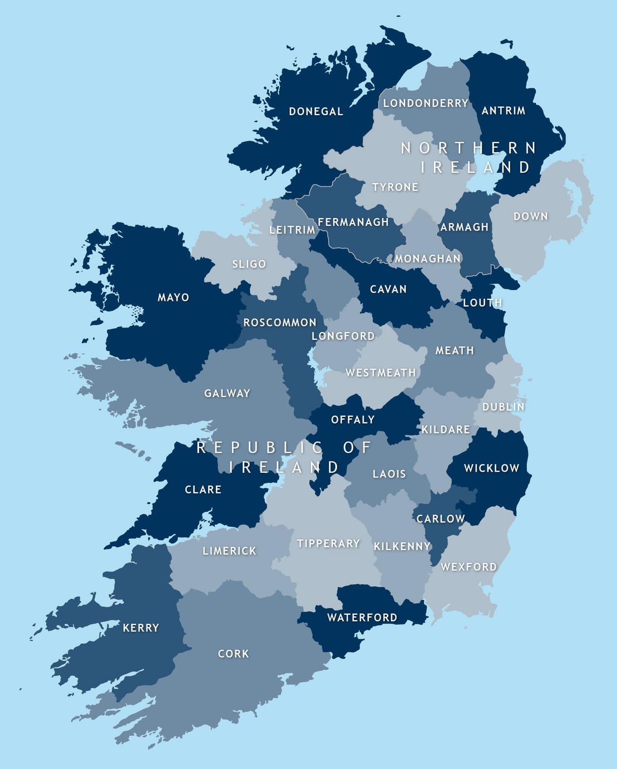 kaart van bewerkbare kaart van ierland