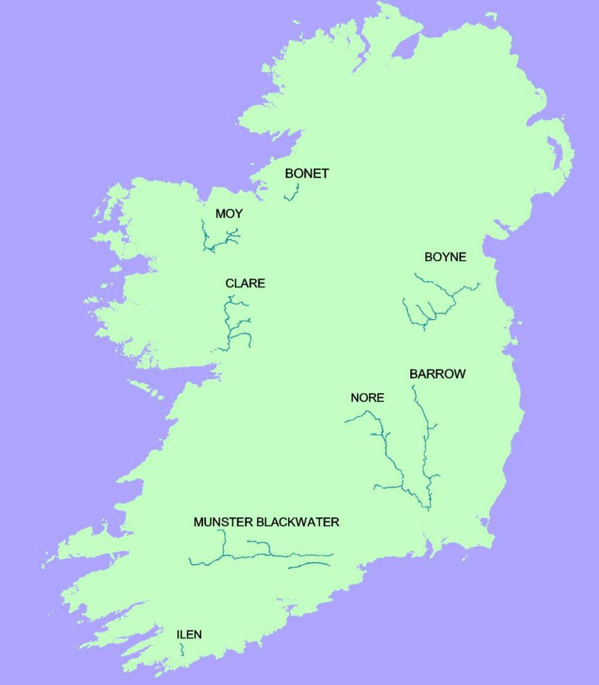 kaart van blackwater rivier ierland