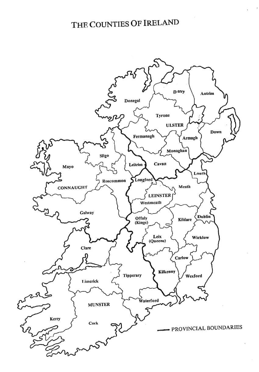 schets kaart van ierland