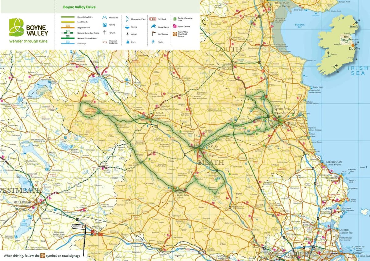kaart van de boyne valley ierland