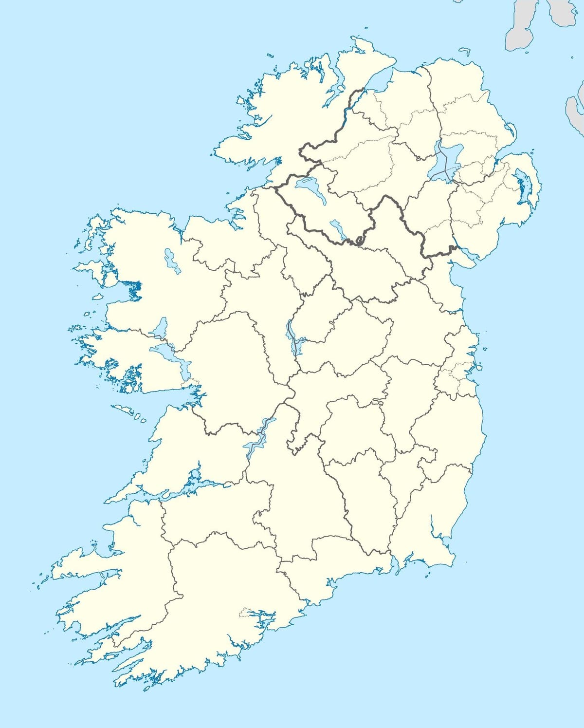 kaart van de eilanden van ierland