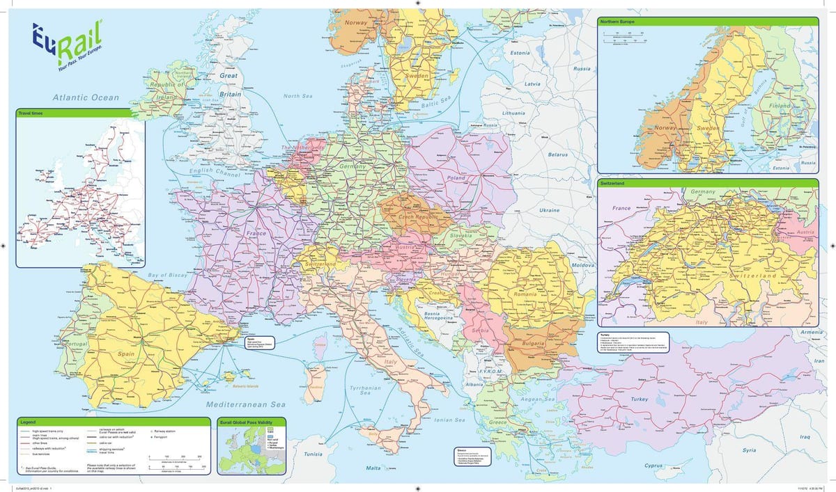 kaart van eurail ierland