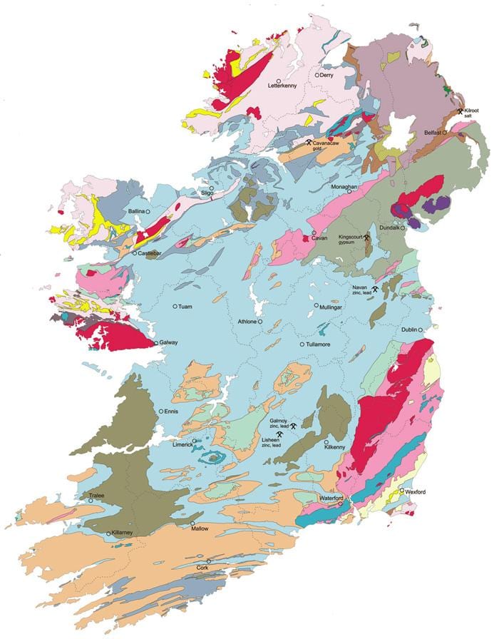 kaart van de geologische kaart van ierland
