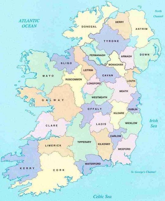 kaart van ierland b&b