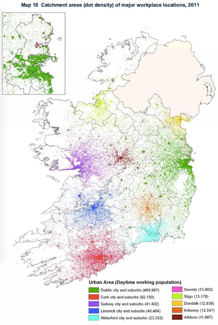 ierland bevolkingsdichtheid kaart