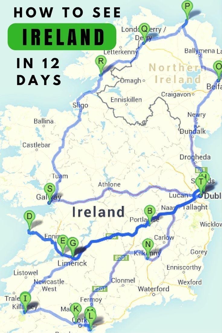 plaatsen om te bezoeken ierland kaart bekijken