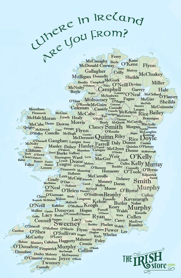 ierland, naam op kaart