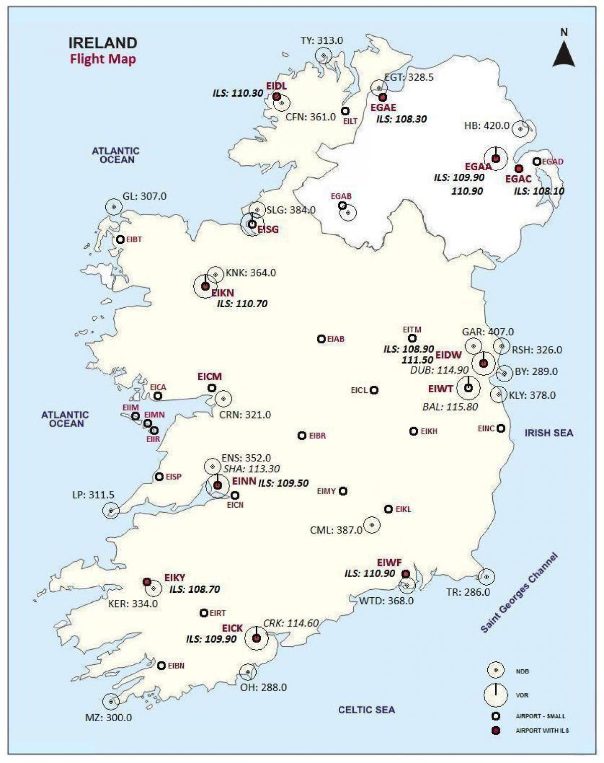 kaart van ierland tonen luchthavens