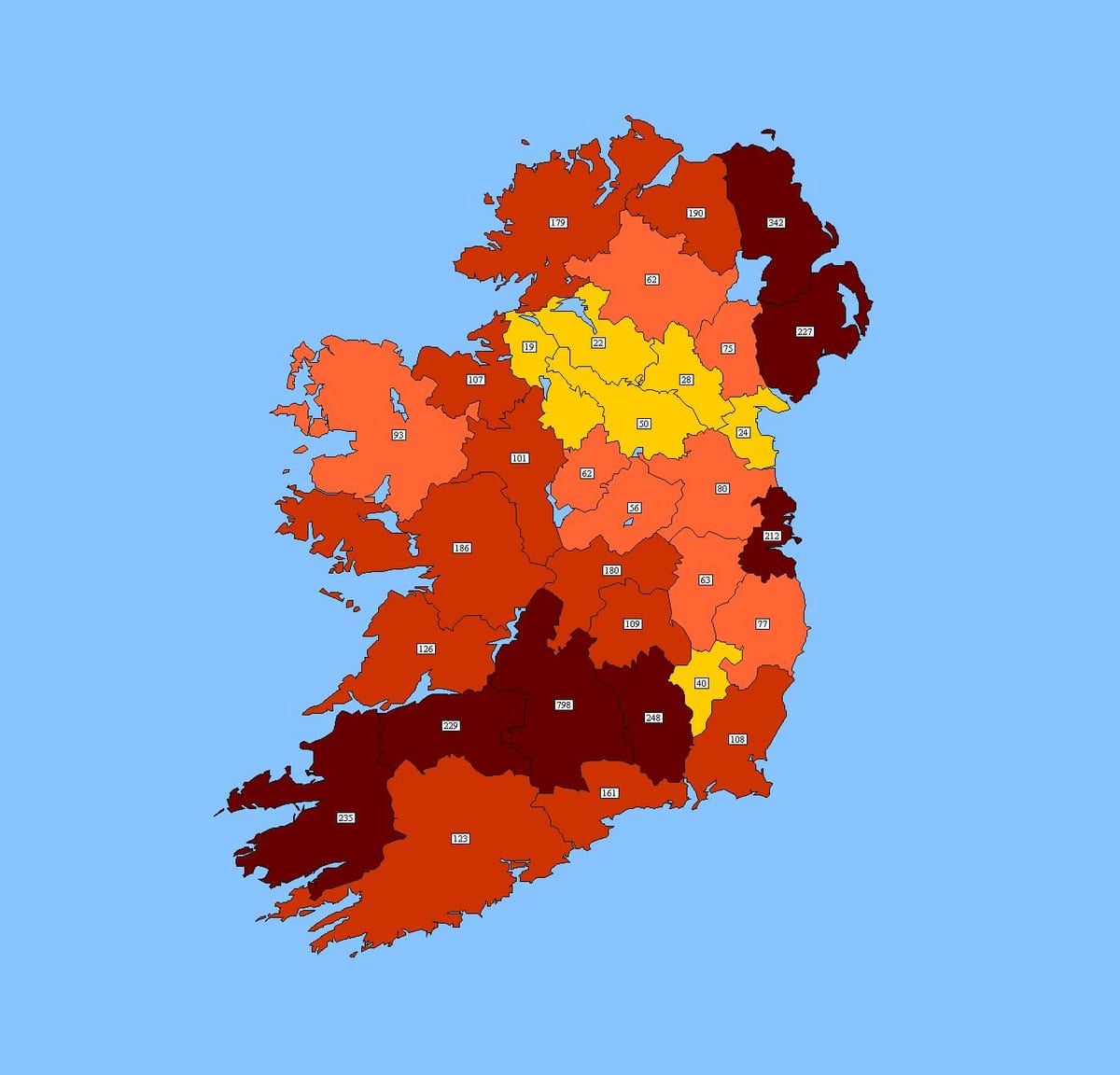 kaart van ierland postcode