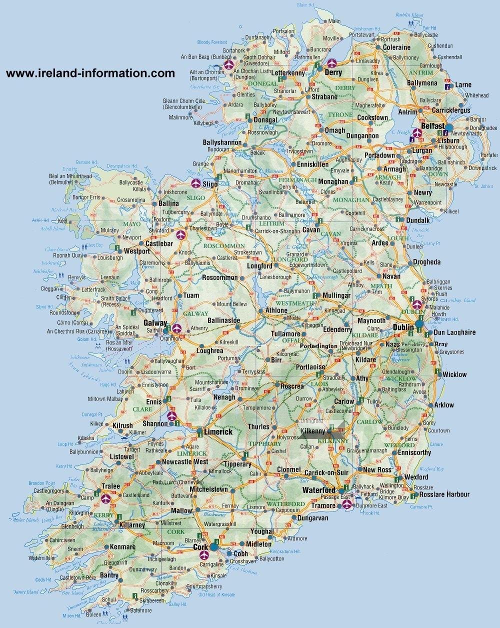 ierland kaart reizen