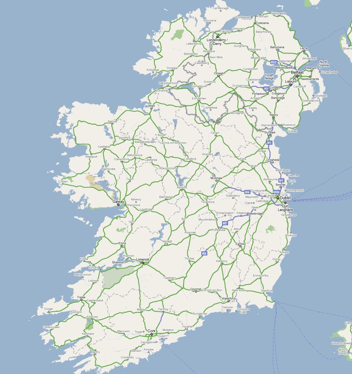 kaart van ierland snelweg