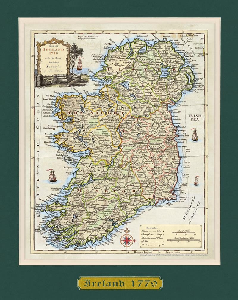 kaart van ingelijste kaart van ierland