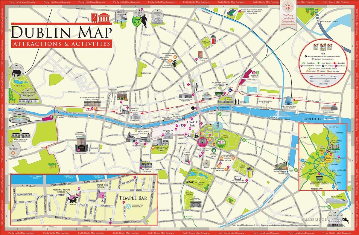 kaart van dublin ierland toeristische attracties
