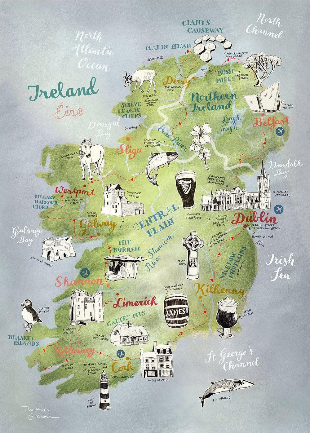 kaart van kaart van ierland poster