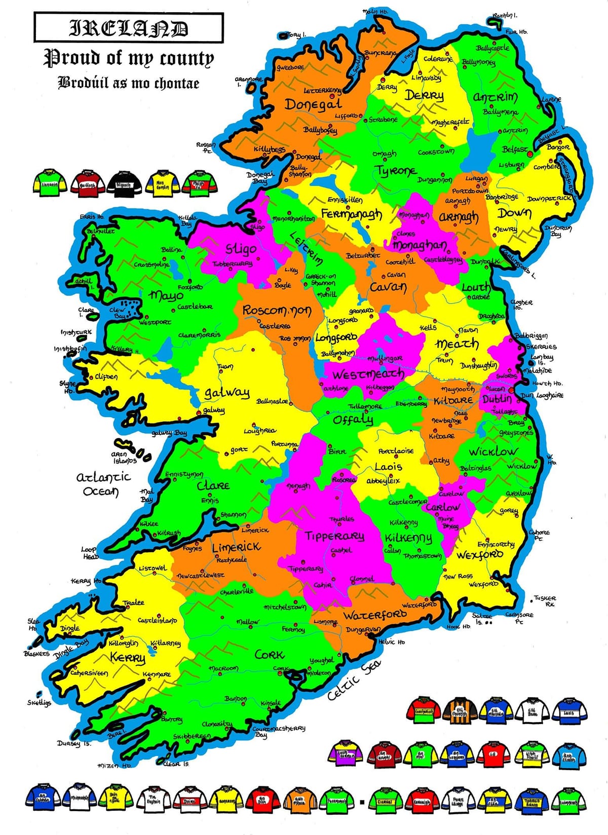 kaart van ierland voor de lagere school