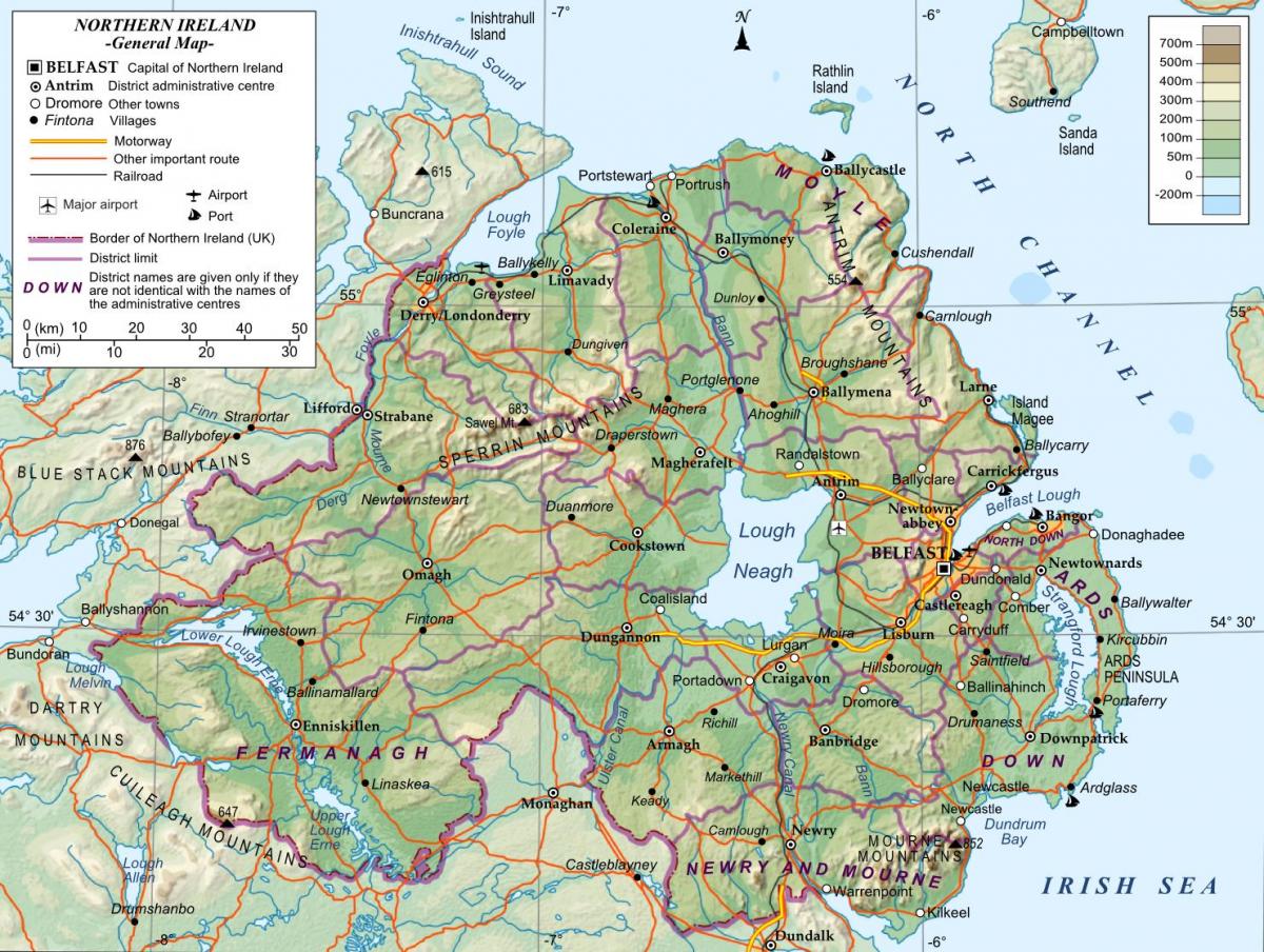 een kaart van noord-ierland