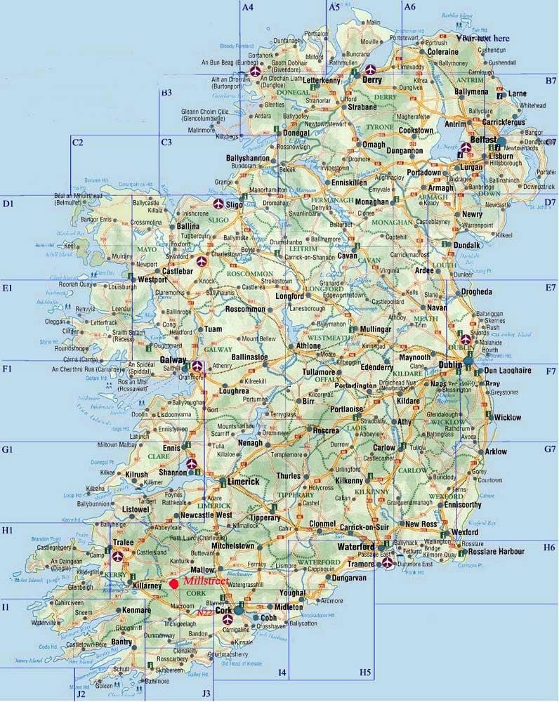 gedetailleerde kaart van het zuiden van ierland