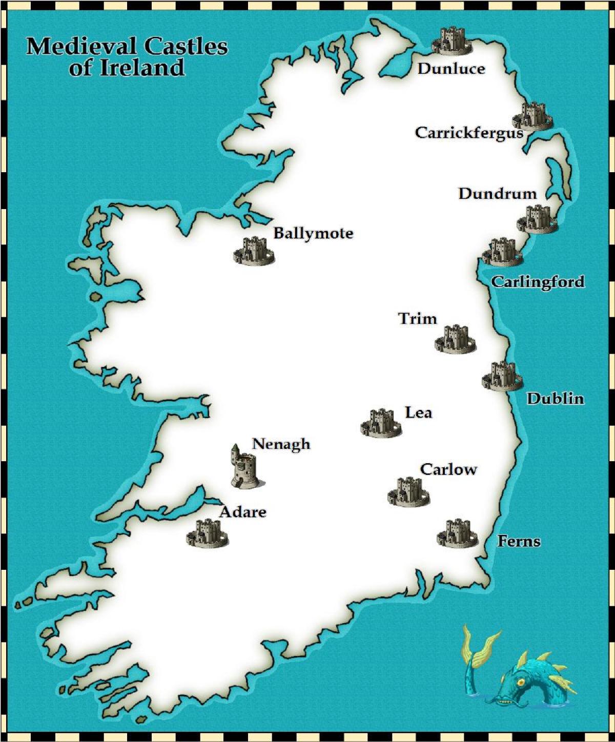 kaart van kastelen in ierland