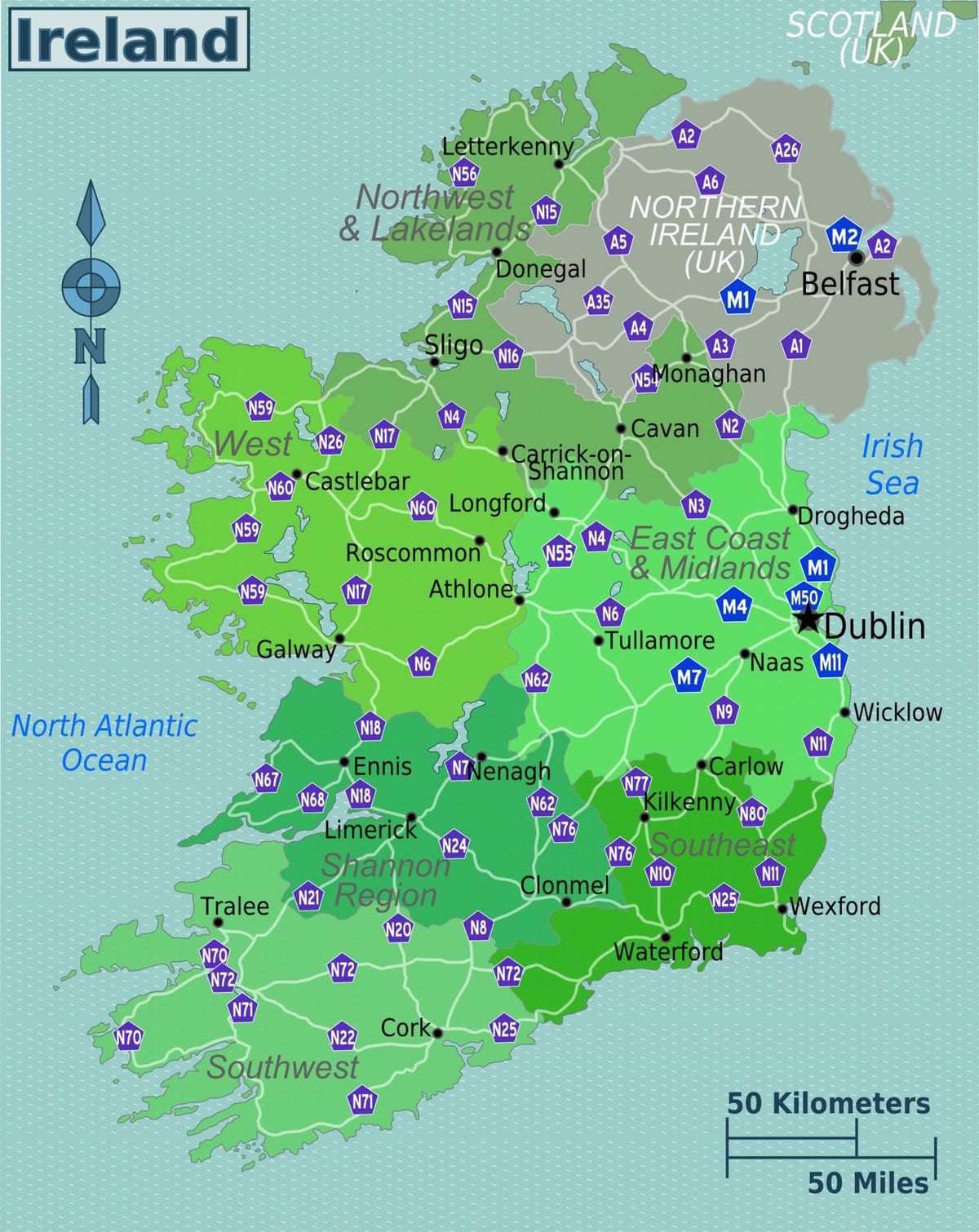 kaart van kleurrijke kaart van ierland