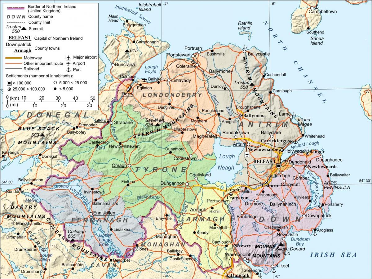 kaart van vliegvelden in noord-ierland