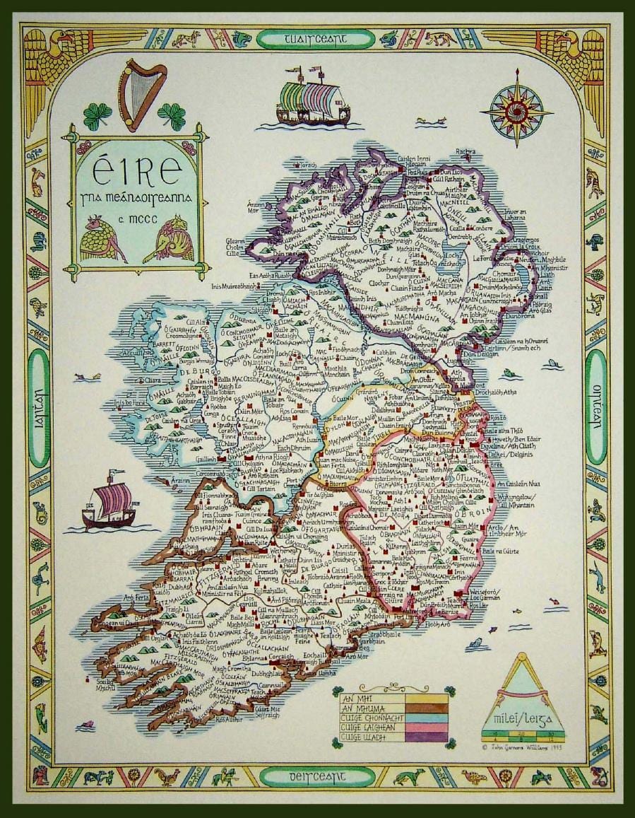 kaart van het middeleeuwse ierland