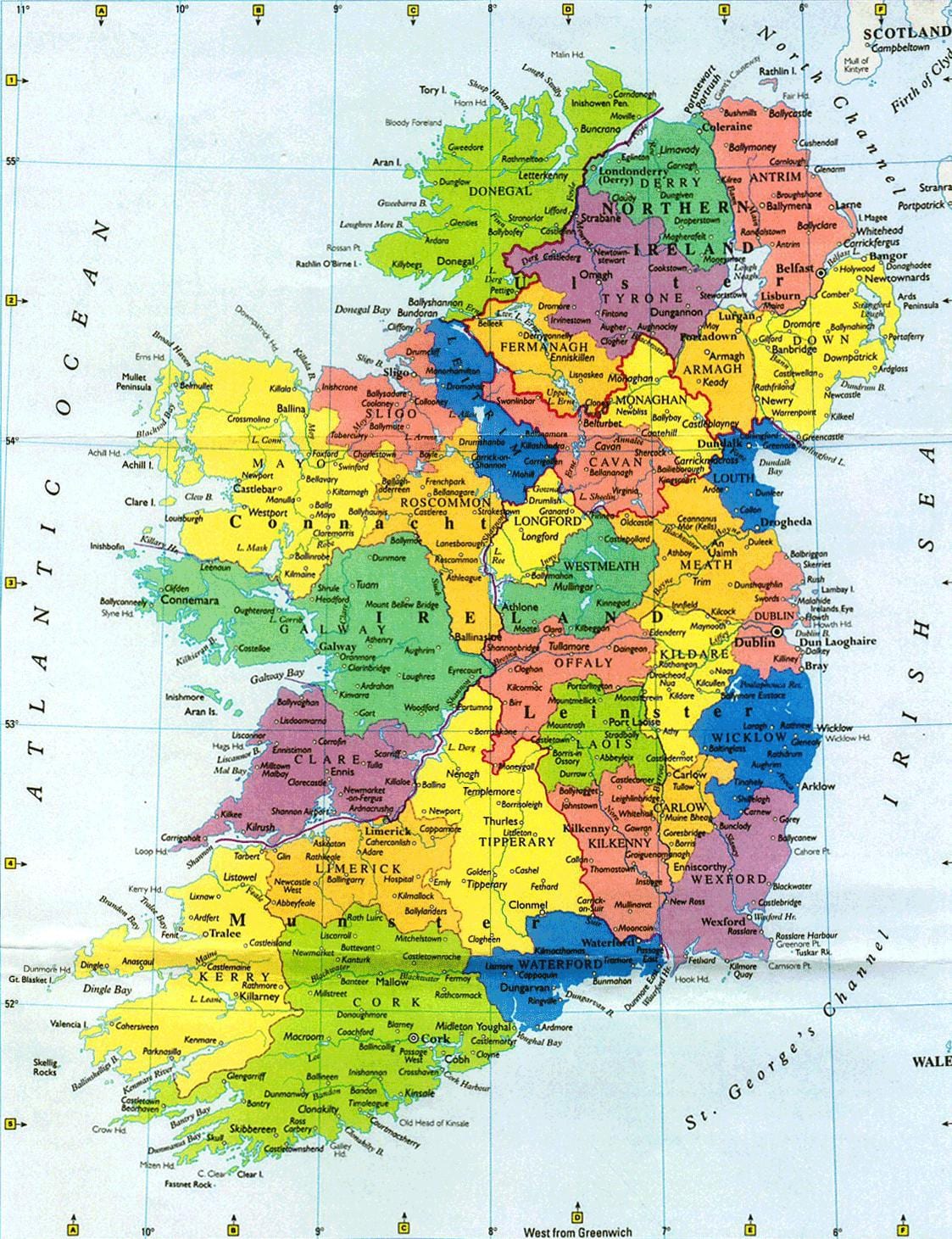 grote muur kaart van ierland