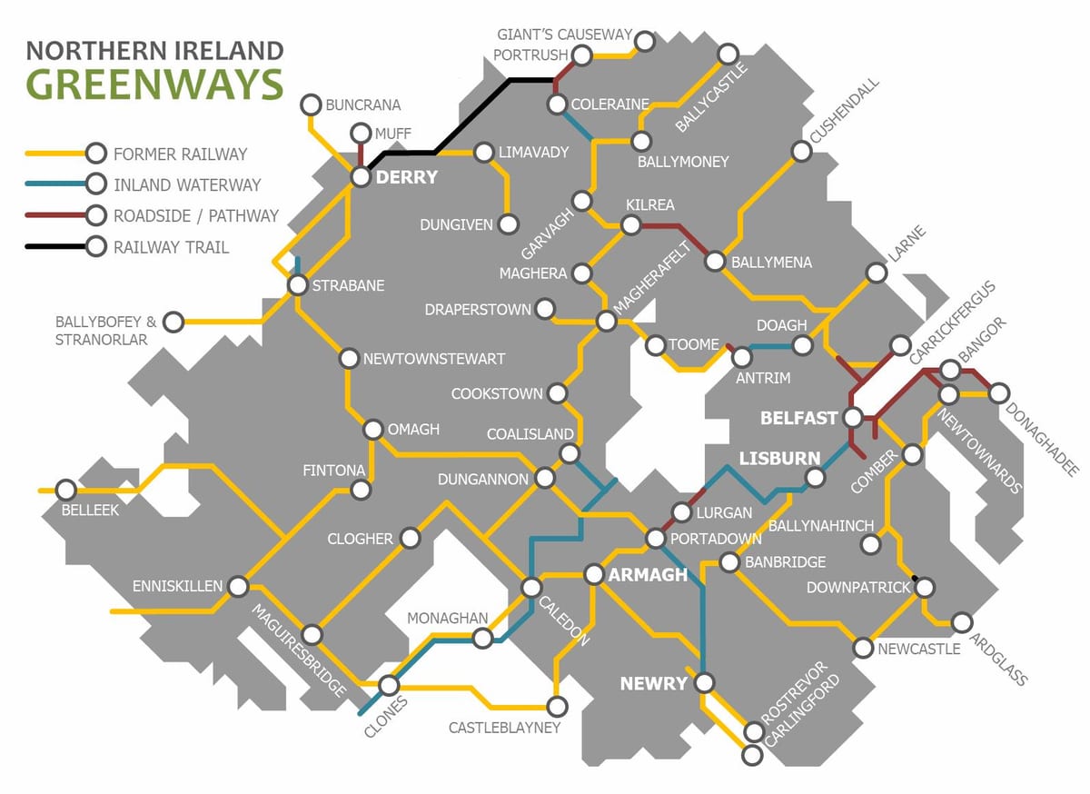 kaart van noord-ierland rail netwerk