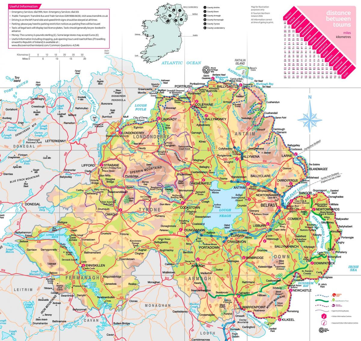 noord-ierland attracties kaart