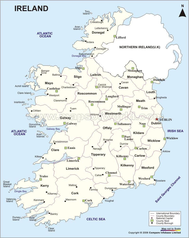 kaart van de politieke kaart van ierland