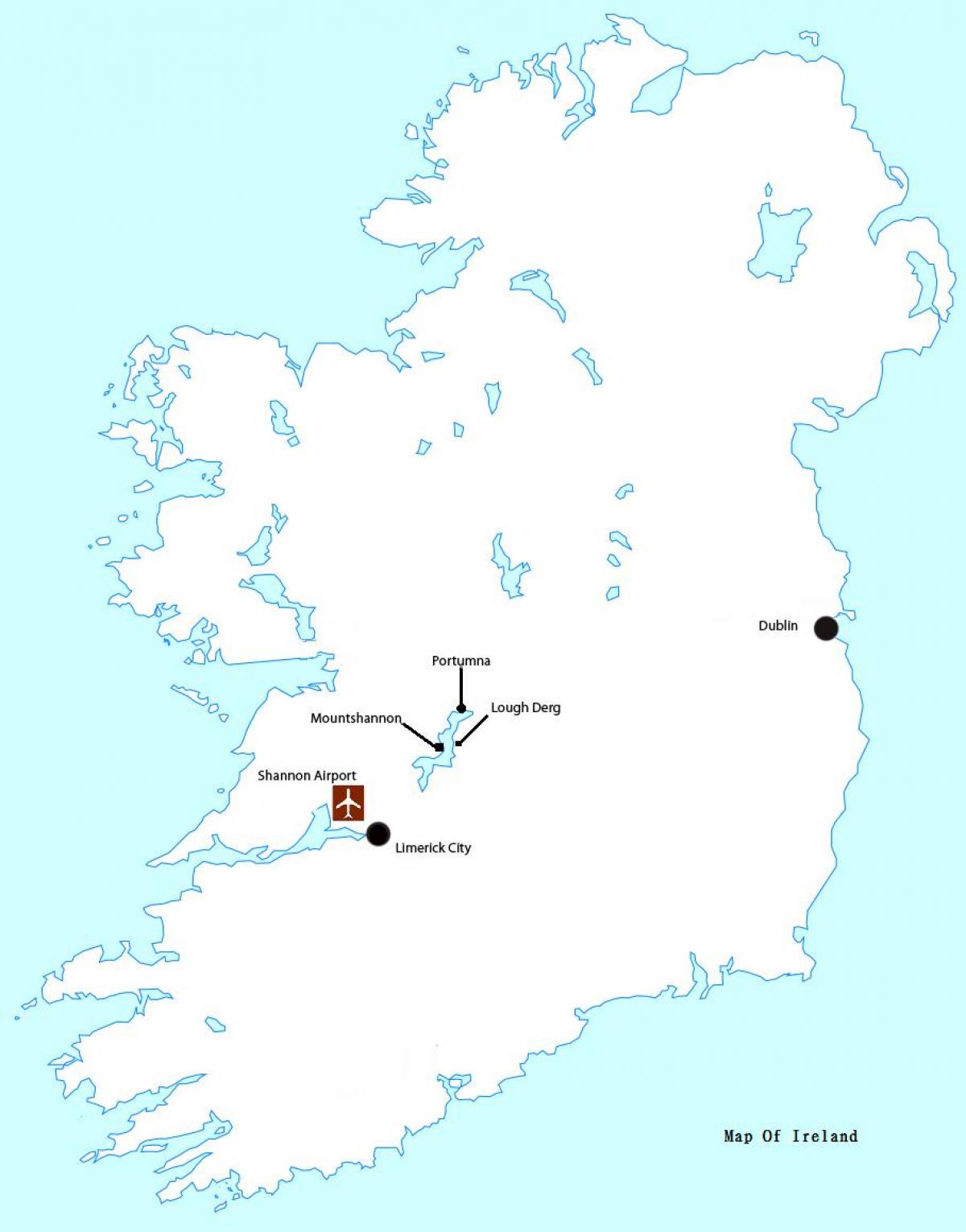 kaart van de luchthaven van shannon in ierland