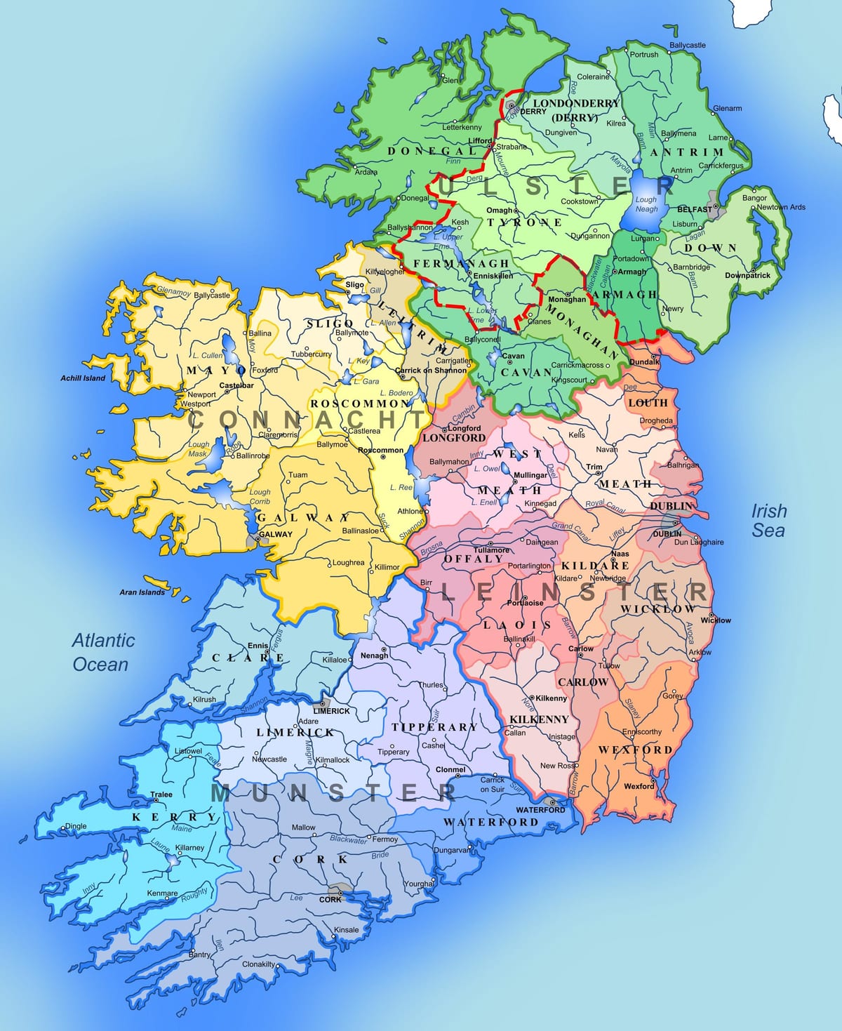 ierland kaart van toeristische attracties