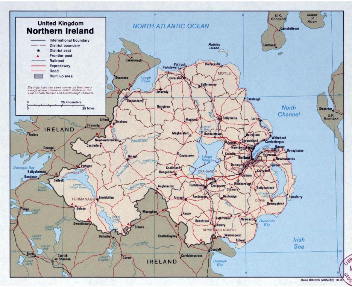 kaart van de weg de kaart van ierland en noord-ierland