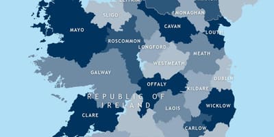 Kaart van bewerkbare kaart van ierland