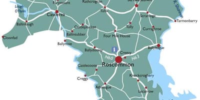 Kaart van graafschap roscommon ierland