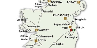 Kaart van de beste wegenkaart van ierland