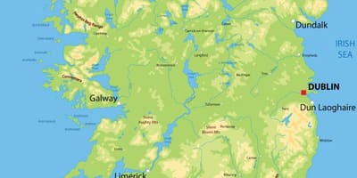 Kaart in Relief van ierland