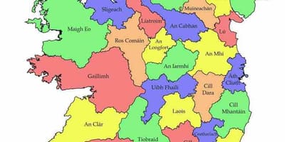 Kaart van ierland met de provincie namen