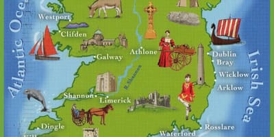 Kaart van ierland in de top-attracties