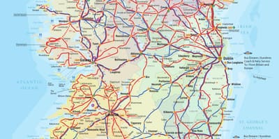 Ierland bus routes kaart