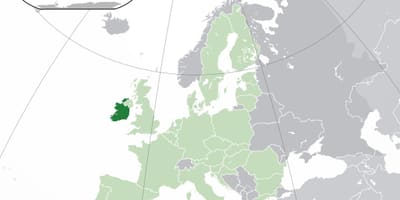 Ierland kaart in de kaart van de wereld