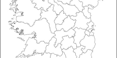 Blanco kaart van ierland met de provincie grenzen