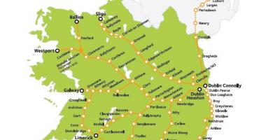 Het reizen per trein in ierland kaart bekijken