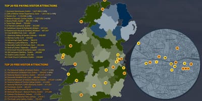 Kaart van ierland toeristische plekken