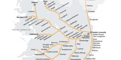 De trein reizen in ierland kaart bekijken