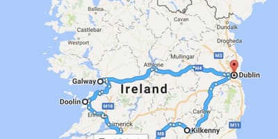 Kaart van ierland trip planner