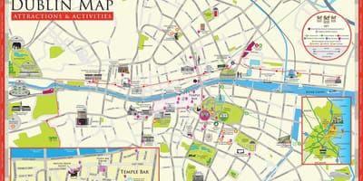 Kaart van dublin ierland toeristische attracties