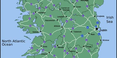 Kaart van kaart van ierland afstand