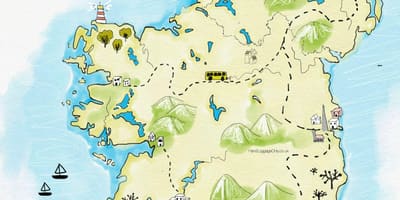 Kaart van plaatsen om te bezoeken in ierland