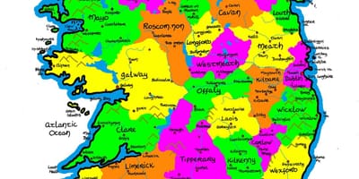 Kaart van ierland voor de lagere school