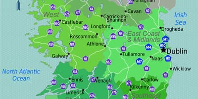 Kaart van kleurrijke kaart van ierland